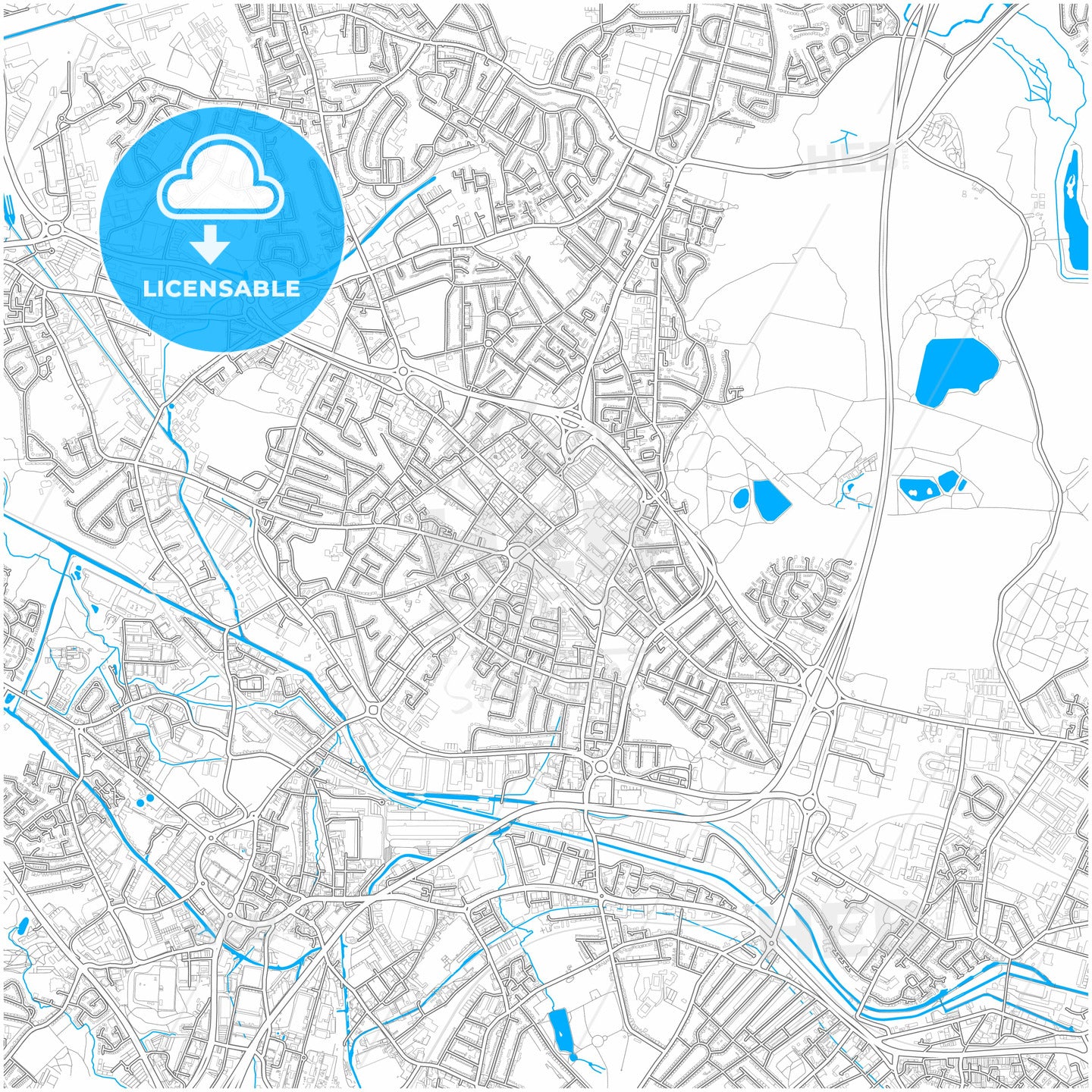 West Bromwich, West Midlands, England, city map with high quality roads.