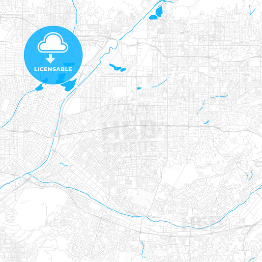 West Covina, California, United States, PDF vector map with water in focus