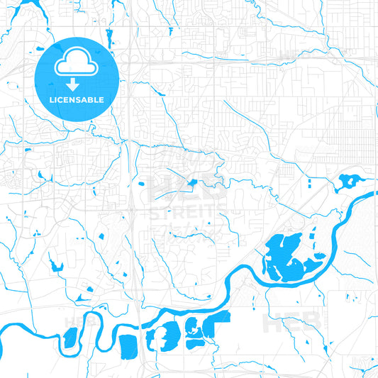 West Des Moines, Iowa, United States, PDF vector map with water in focus
