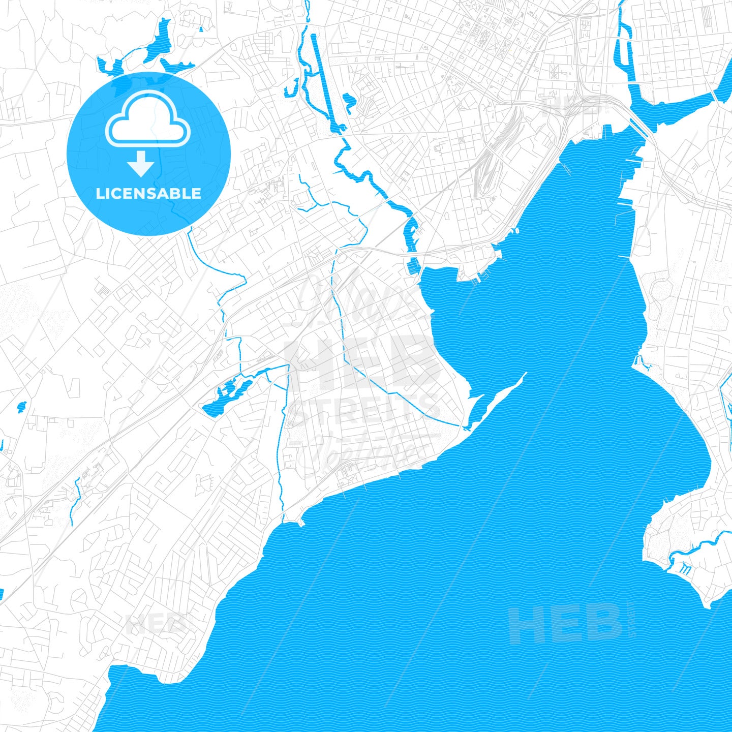 West Haven, Connecticut, United States, PDF vector map with water in focus