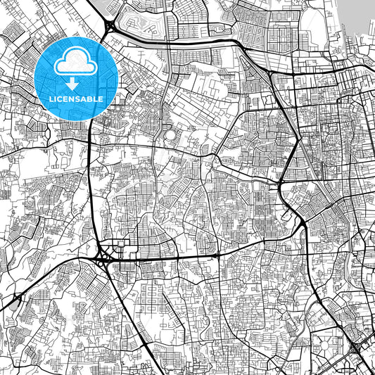 West Jakarta, Indonesia, Downtown City Map, Light