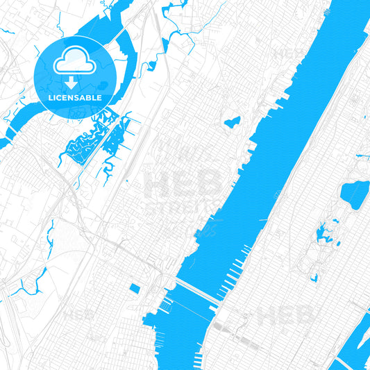 West New York, New Jersey, United States, PDF vector map with water in focus