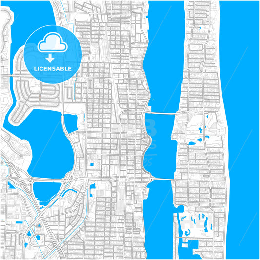 West Palm Beach, Florida, United States, city map with high quality roads.