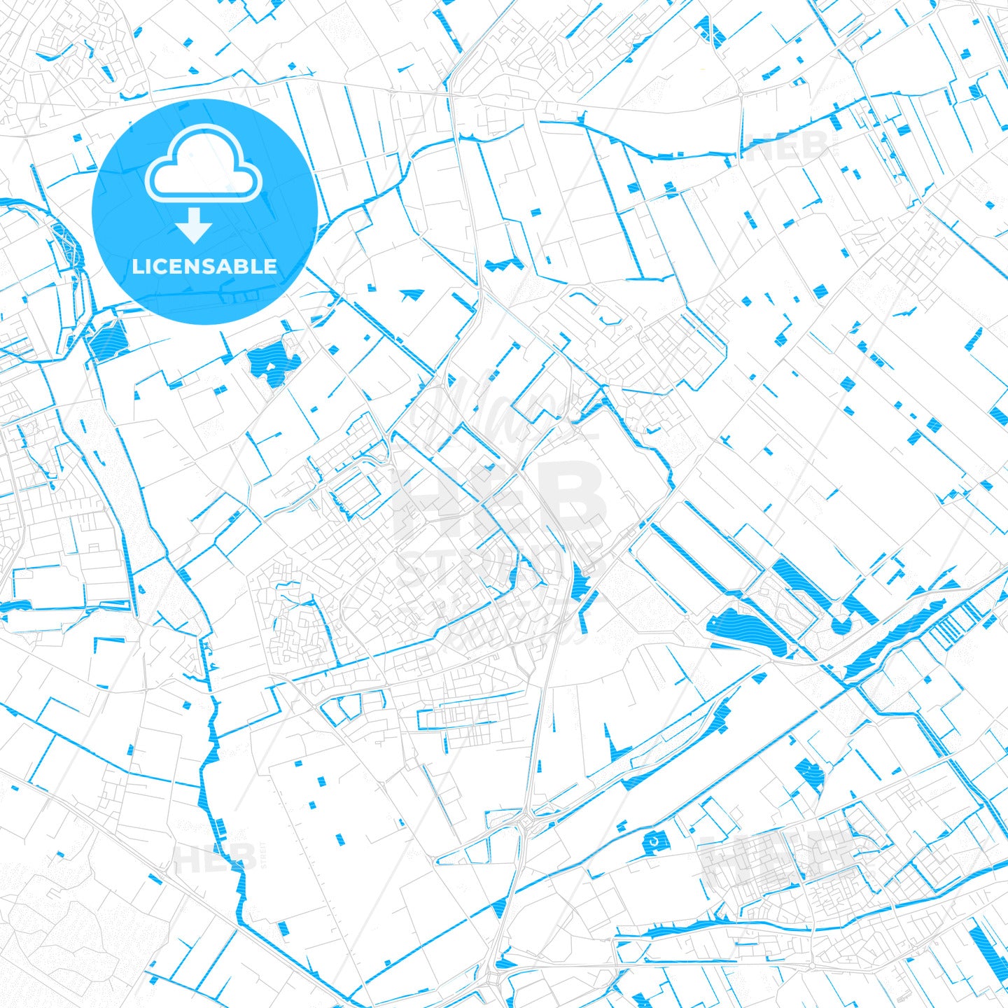 Westland, Netherlands PDF vector map with water in focus