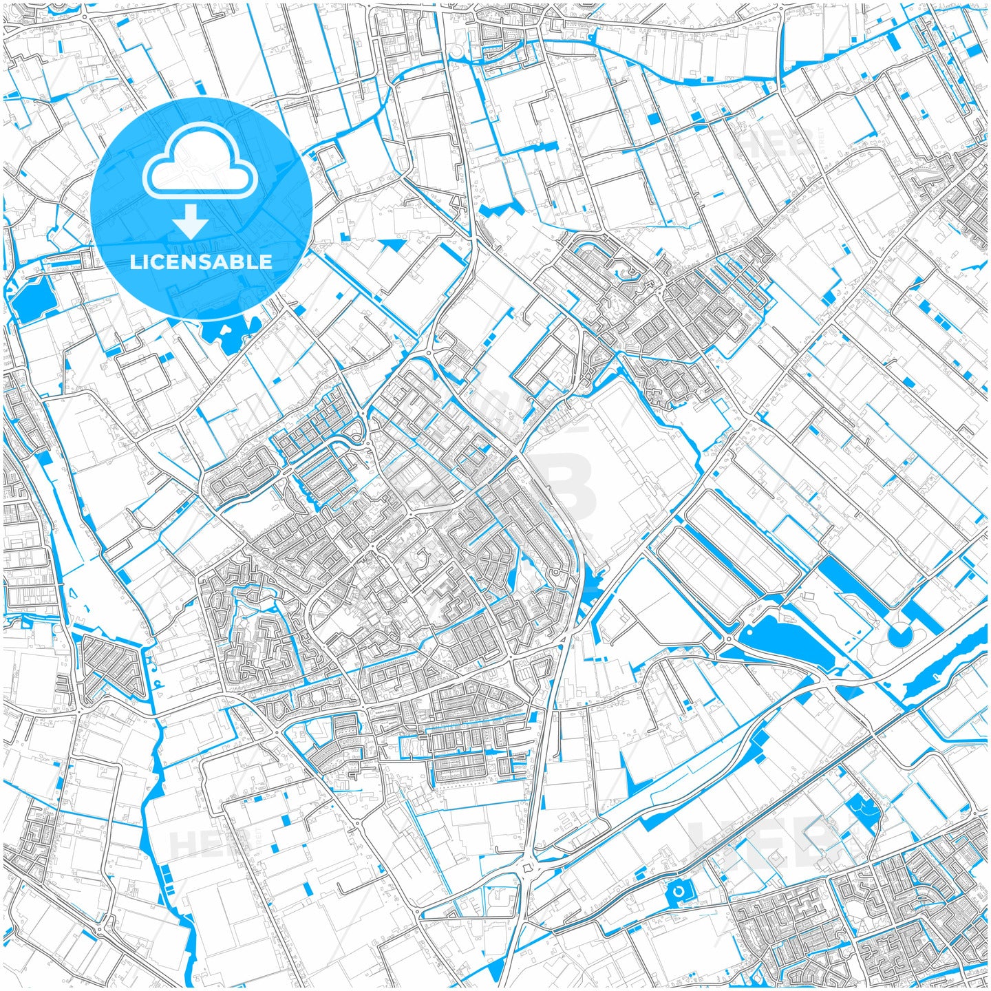 Westland, South Holland, Netherlands, city map with high quality roads.