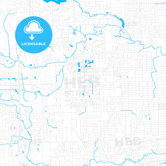 Westland, Michigan, United States, PDF vector map with water in focus