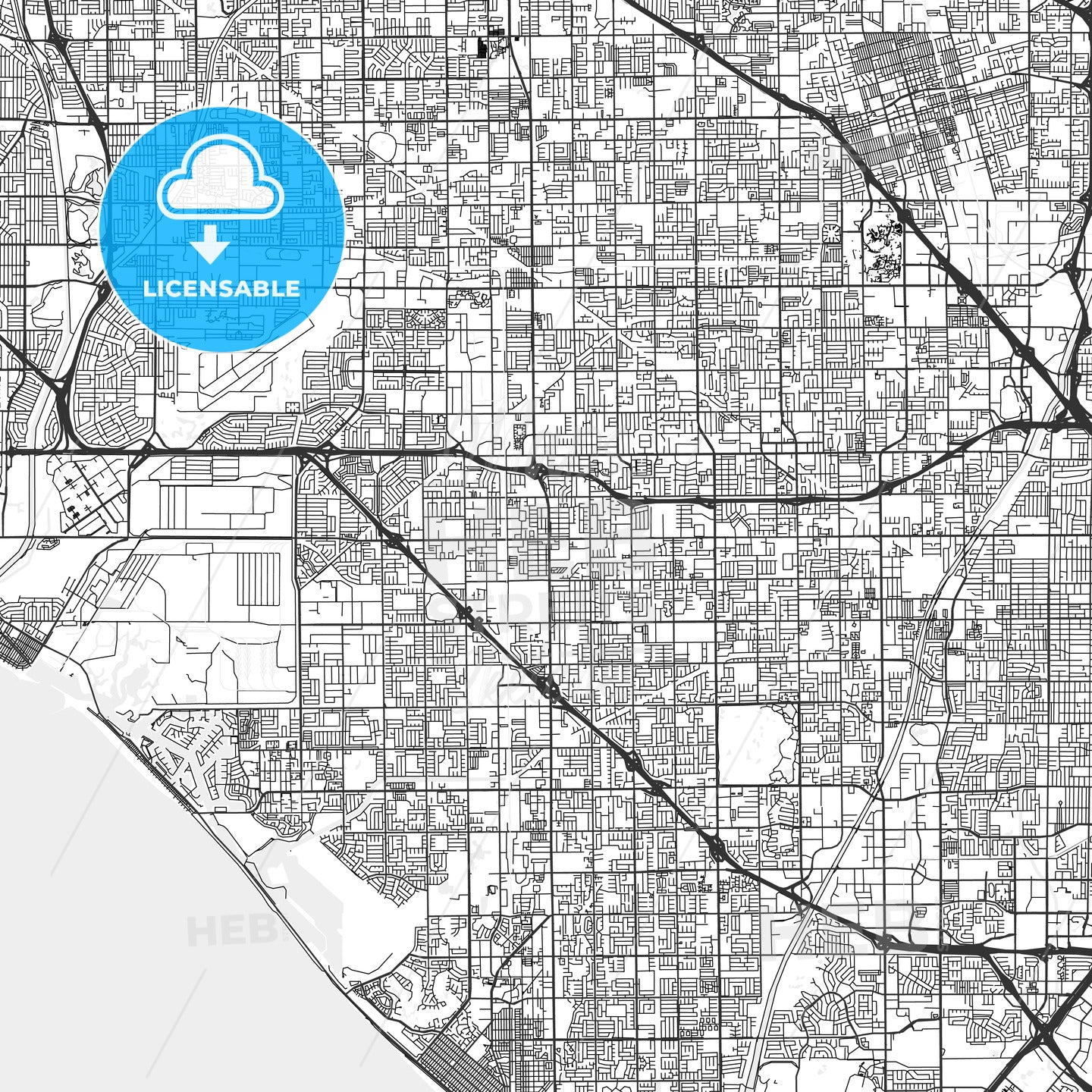 Westminster, California - Area Map - Light