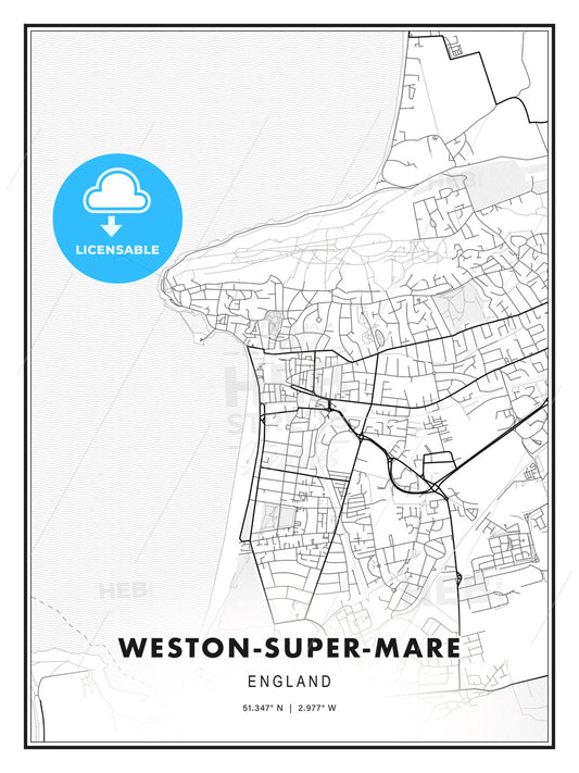 Weston-super-Mare, England, Modern Print Template in Various Formats - HEBSTREITS Sketches