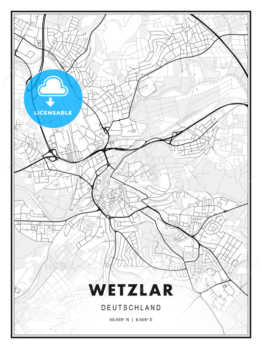 Wetzlar, Germany, Modern Print Template in Various Formats - HEBSTREITS Sketches