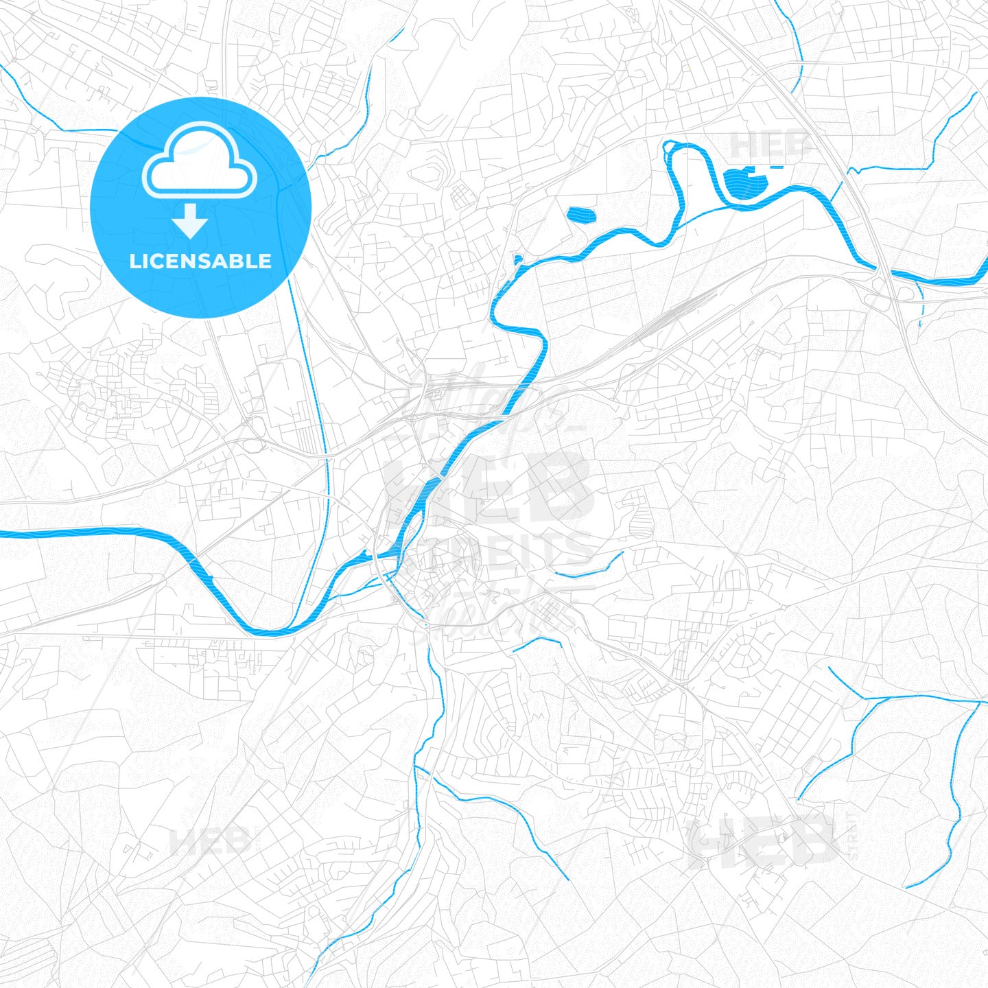 Wetzlar, Germany PDF vector map with water in focus