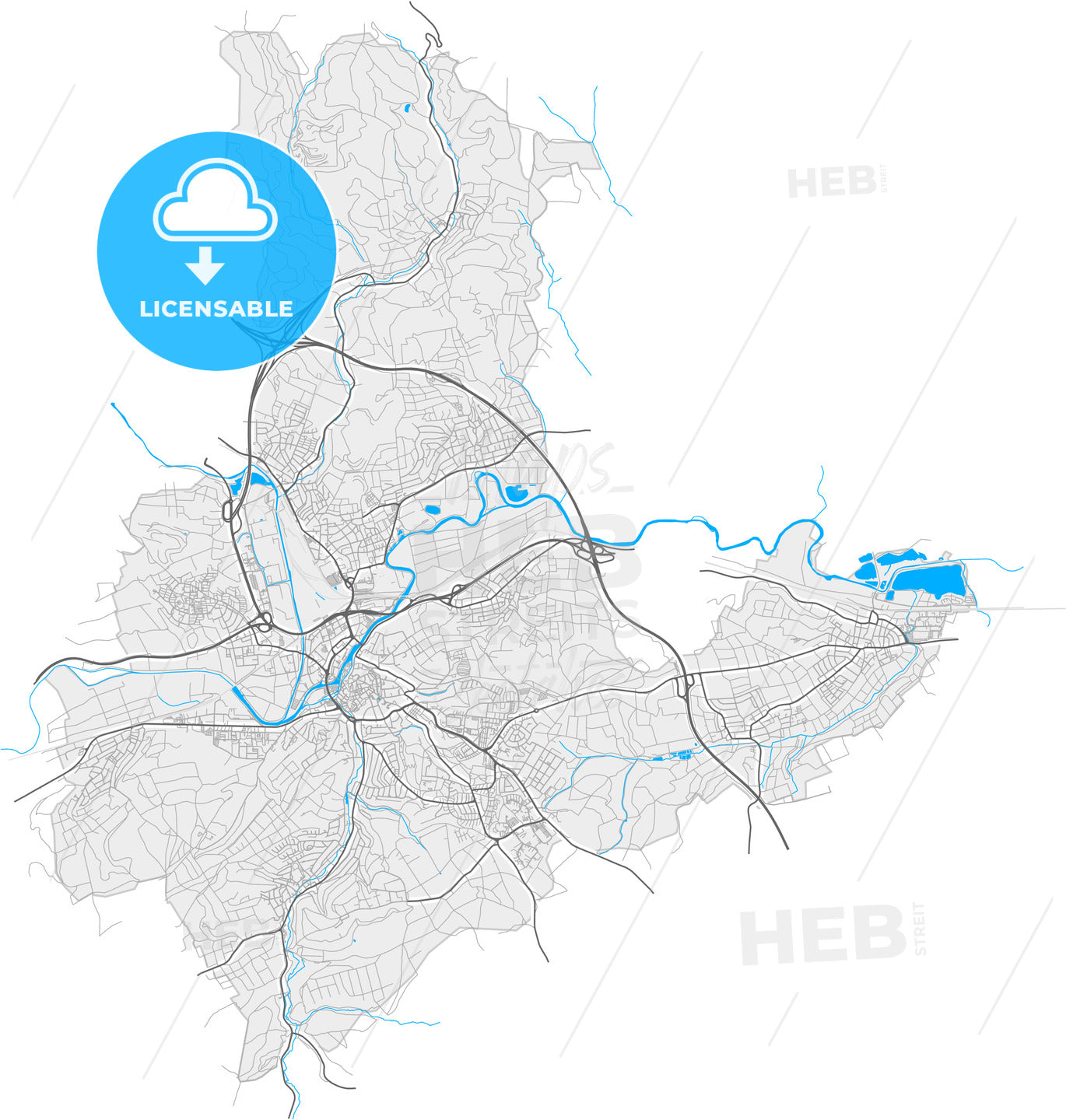 Wetzlar, Hesse, Germany, high quality vector map