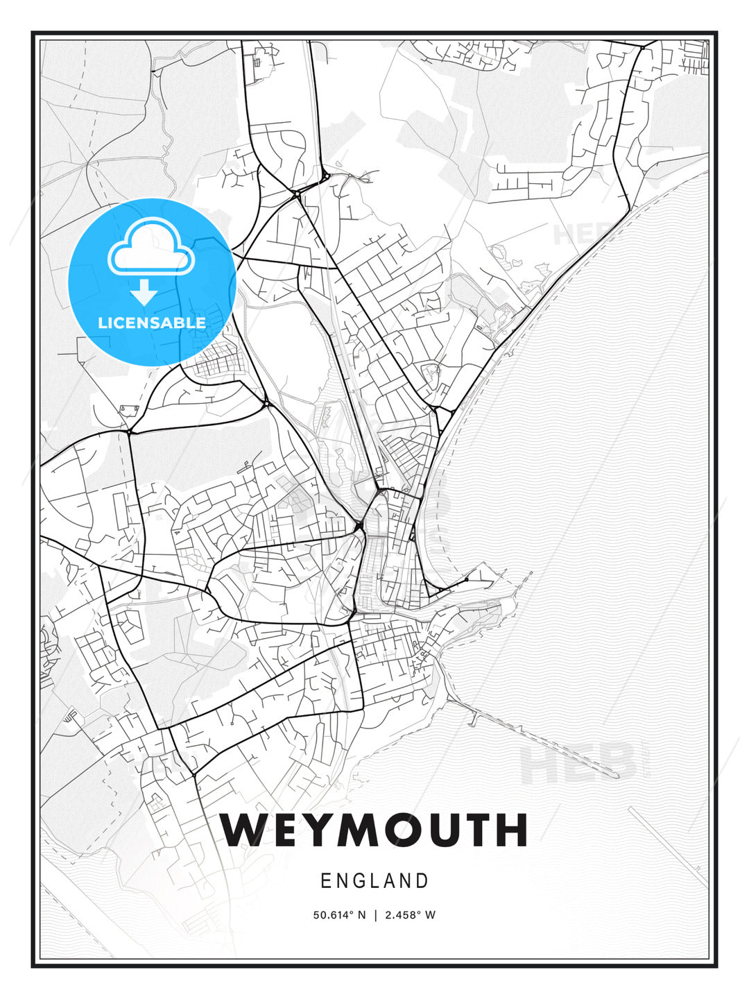 Weymouth, England, Modern Print Template in Various Formats - HEBSTREITS Sketches