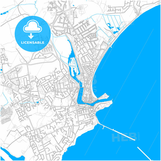 Weymouth, South West England, England, city map with high quality roads.