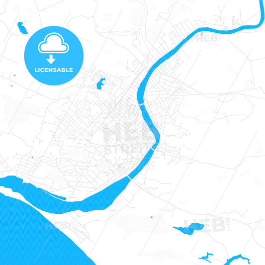 Whanganui, New Zealand PDF vector map with water in focus