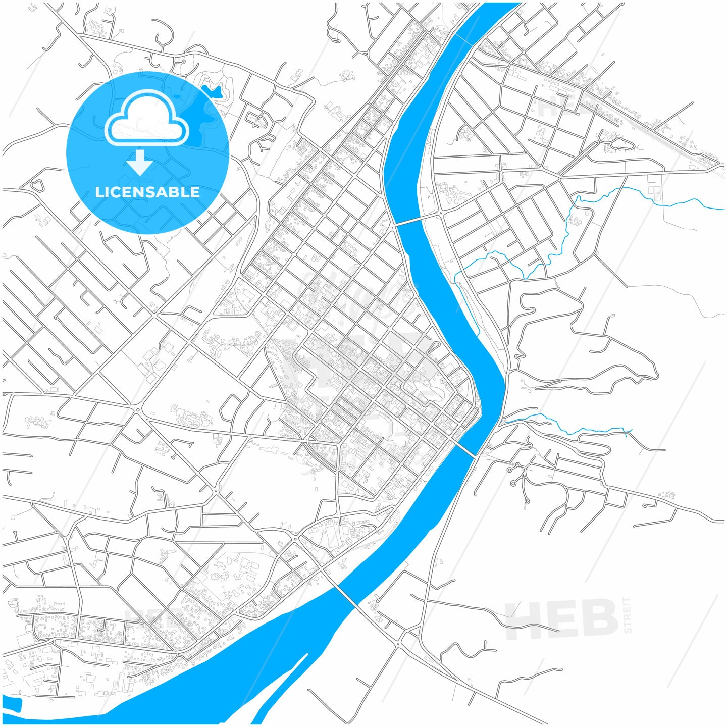 Whanganui, New Zealand, city map with high quality roads.