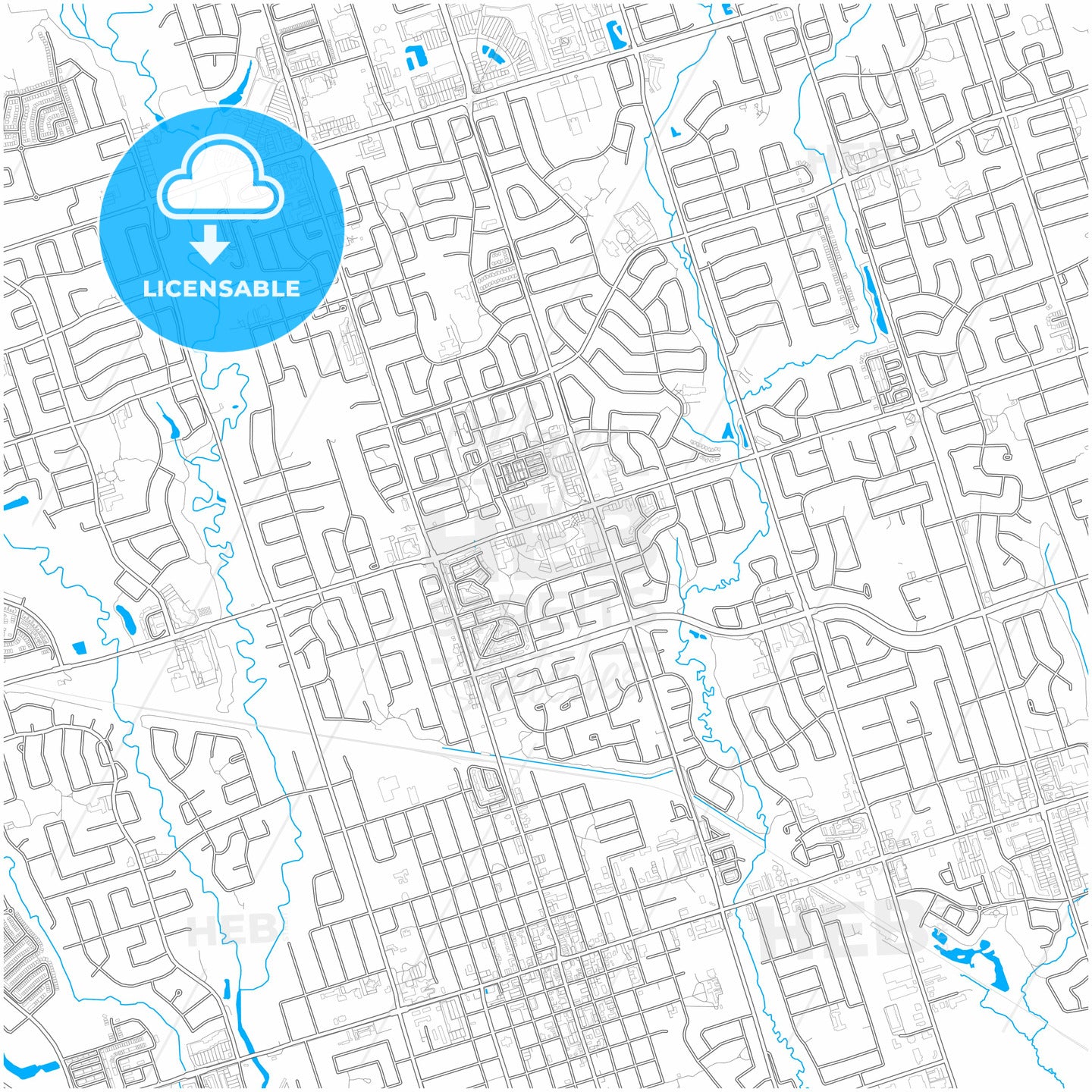Whitby, Ontario, Canada, city map with high quality roads.