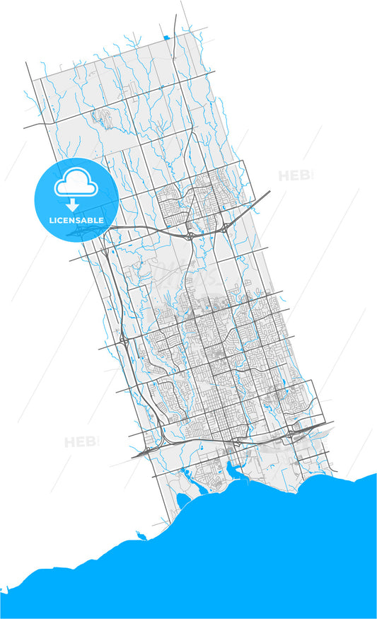 Whitby, Ontario, Canada, high quality vector map