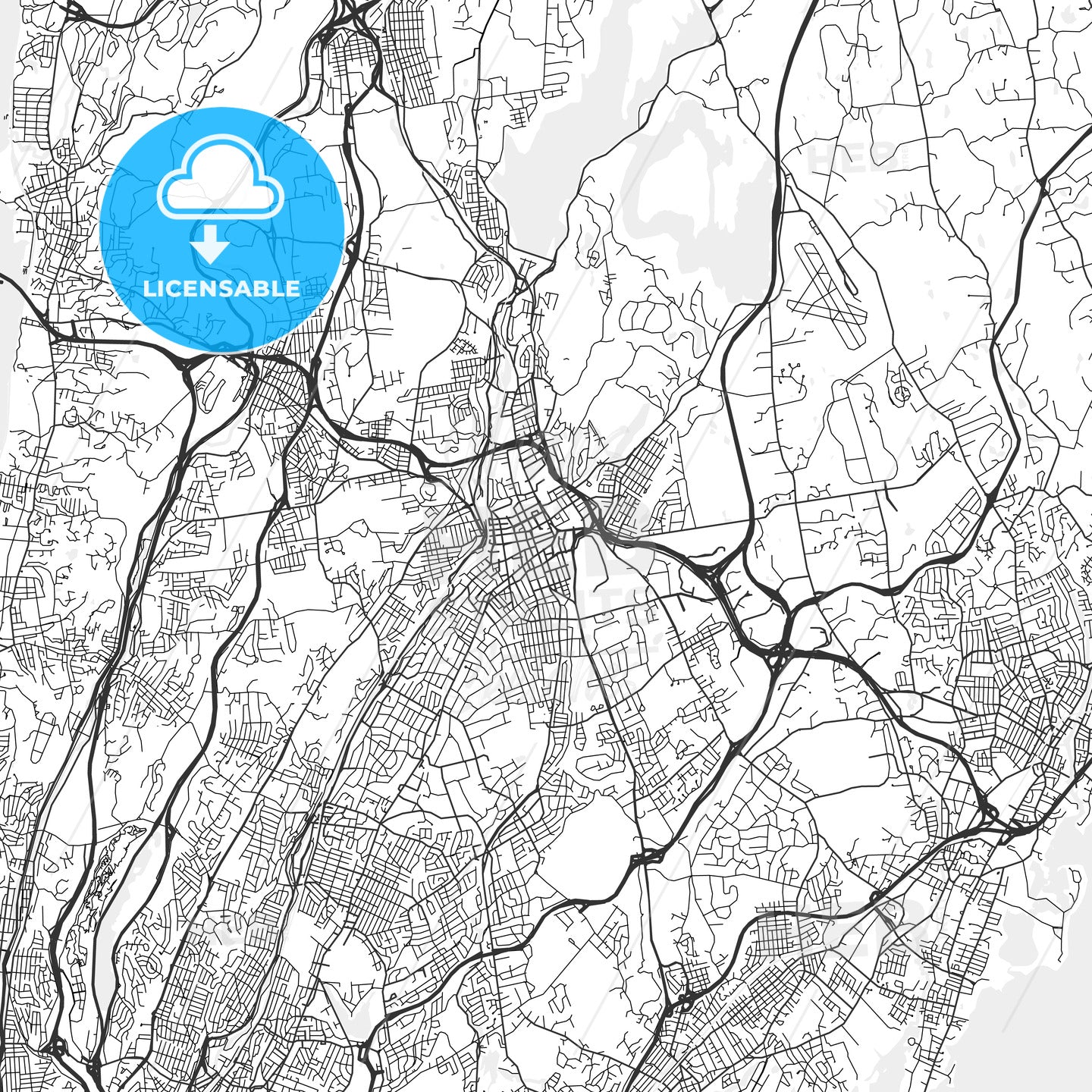 White Plains, New York - Area Map - Light