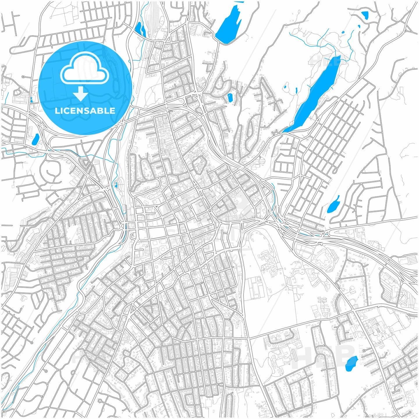 White Plains, New York, United States, city map with high quality roads.