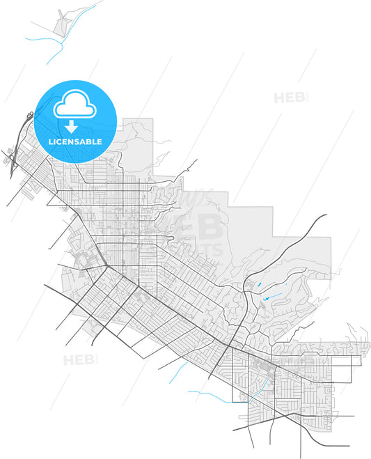 Whittier, California, United States, high quality vector map