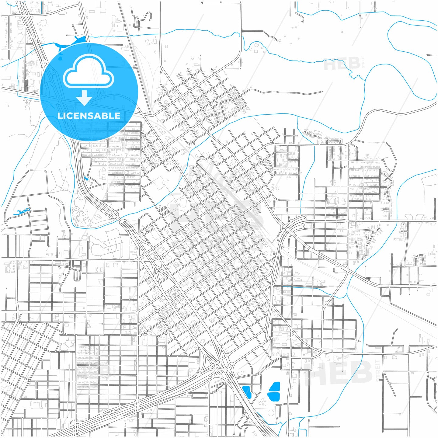 Wichita Falls, Texas, United States, city map with high quality roads.