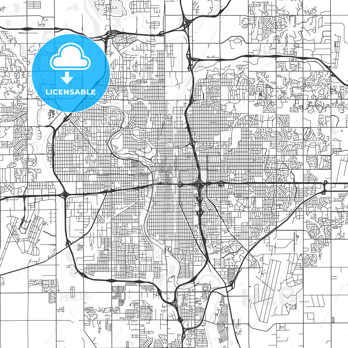 Wichita, Kansas - Area Map - Light