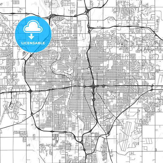 Wichita, Kansas - Area Map - Light