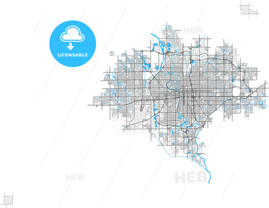 Wichita, Kansas, United States, high quality vector map