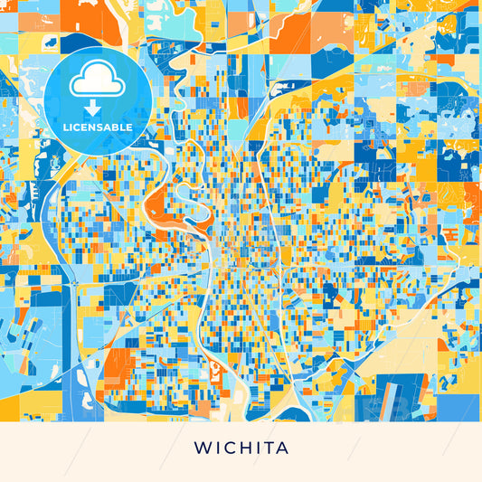 Wichita colorful map poster template