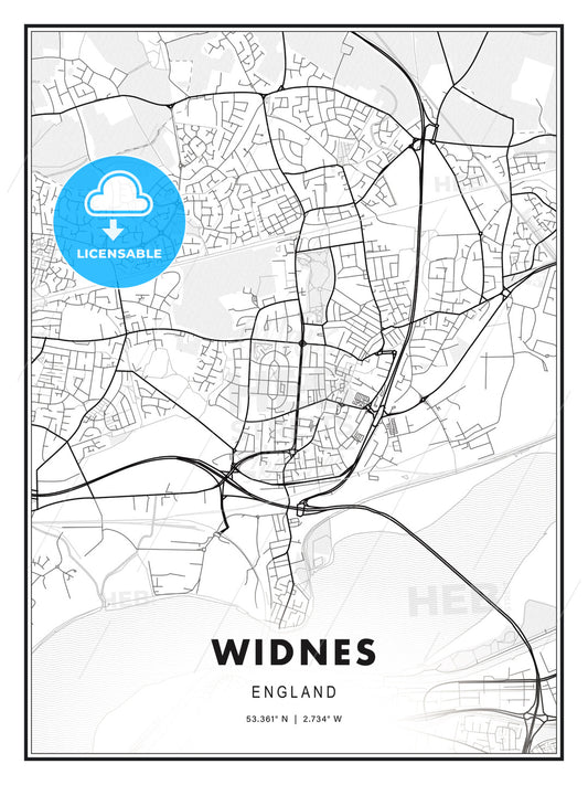 Widnes, England, Modern Print Template in Various Formats - HEBSTREITS Sketches