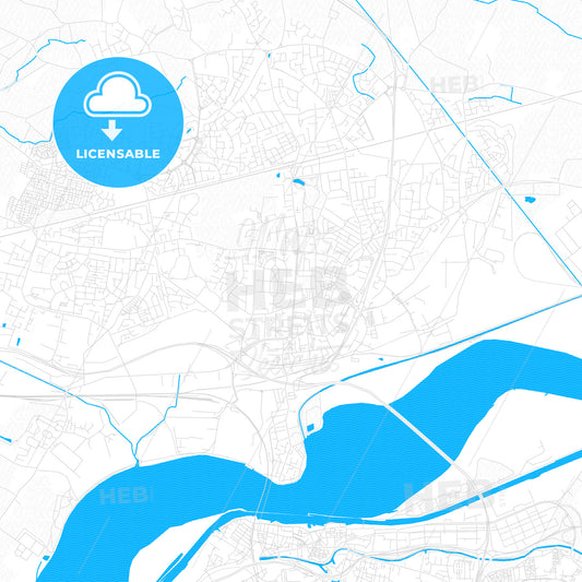 Widnes, England PDF vector map with water in focus