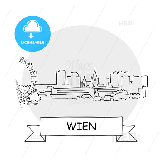 Wien Cityscape Vector Sign – instant download
