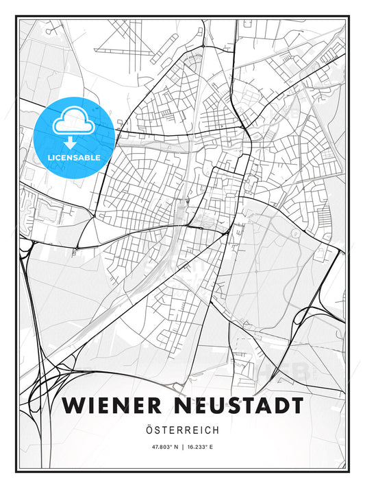 Wiener Neustadt, Austria, Modern Print Template in Various Formats - HEBSTREITS Sketches