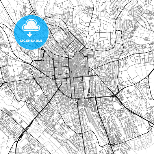 Wiesbaden, Germany, vector map with buildings
