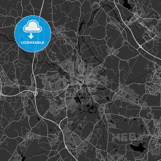 Wigan, England, UK - Area Map - Dark