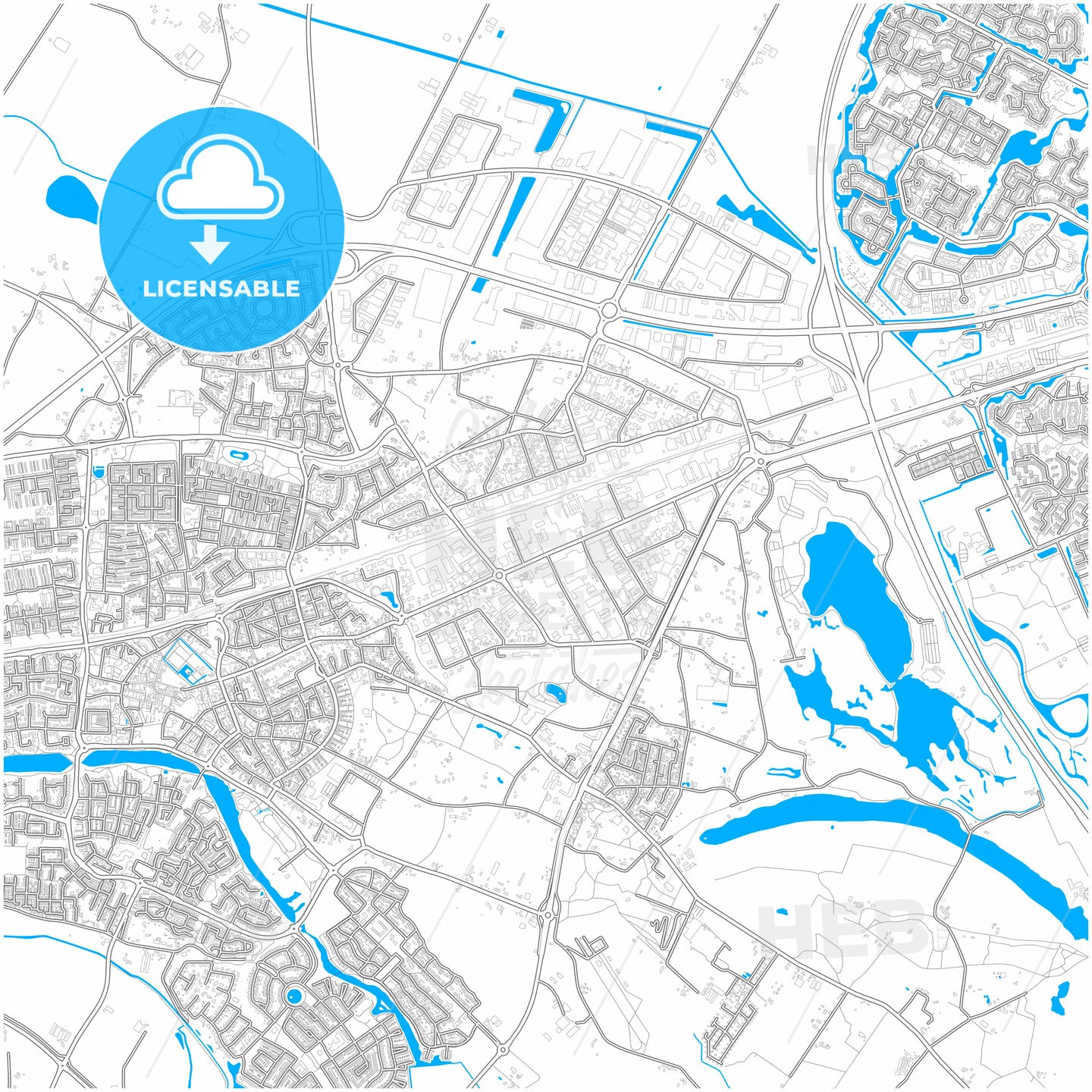 Wijchen, Gelderland, Netherlands, city map with high quality roads.