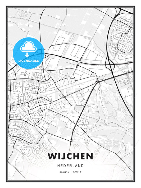 Wijchen, Netherlands, Modern Print Template in Various Formats - HEBSTREITS Sketches