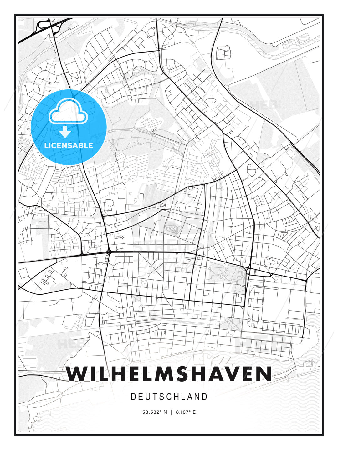 Wilhelmshaven, Germany, Modern Print Template in Various Formats - HEBSTREITS Sketches