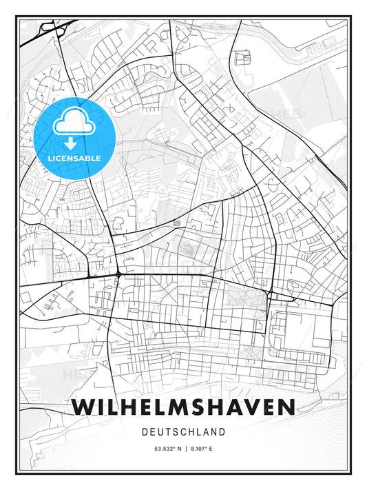 Wilhelmshaven, Germany, Modern Print Template in Various Formats - HEBSTREITS Sketches