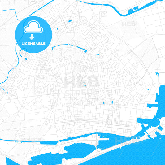 Wilhelmshaven, Germany PDF vector map with water in focus