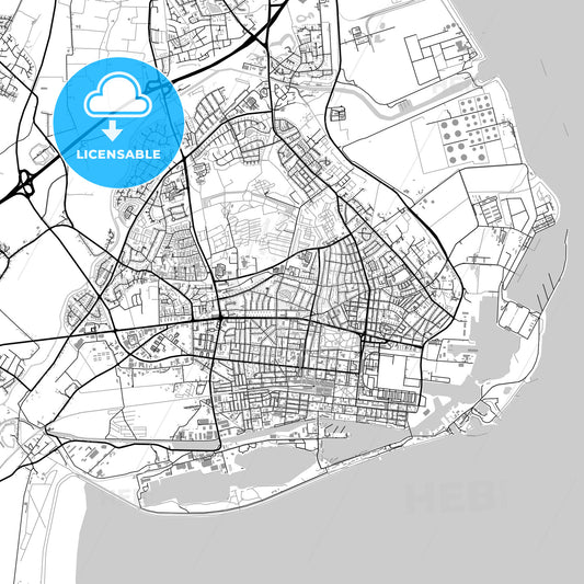 Wilhelmshaven, Germany, vector map with buildings