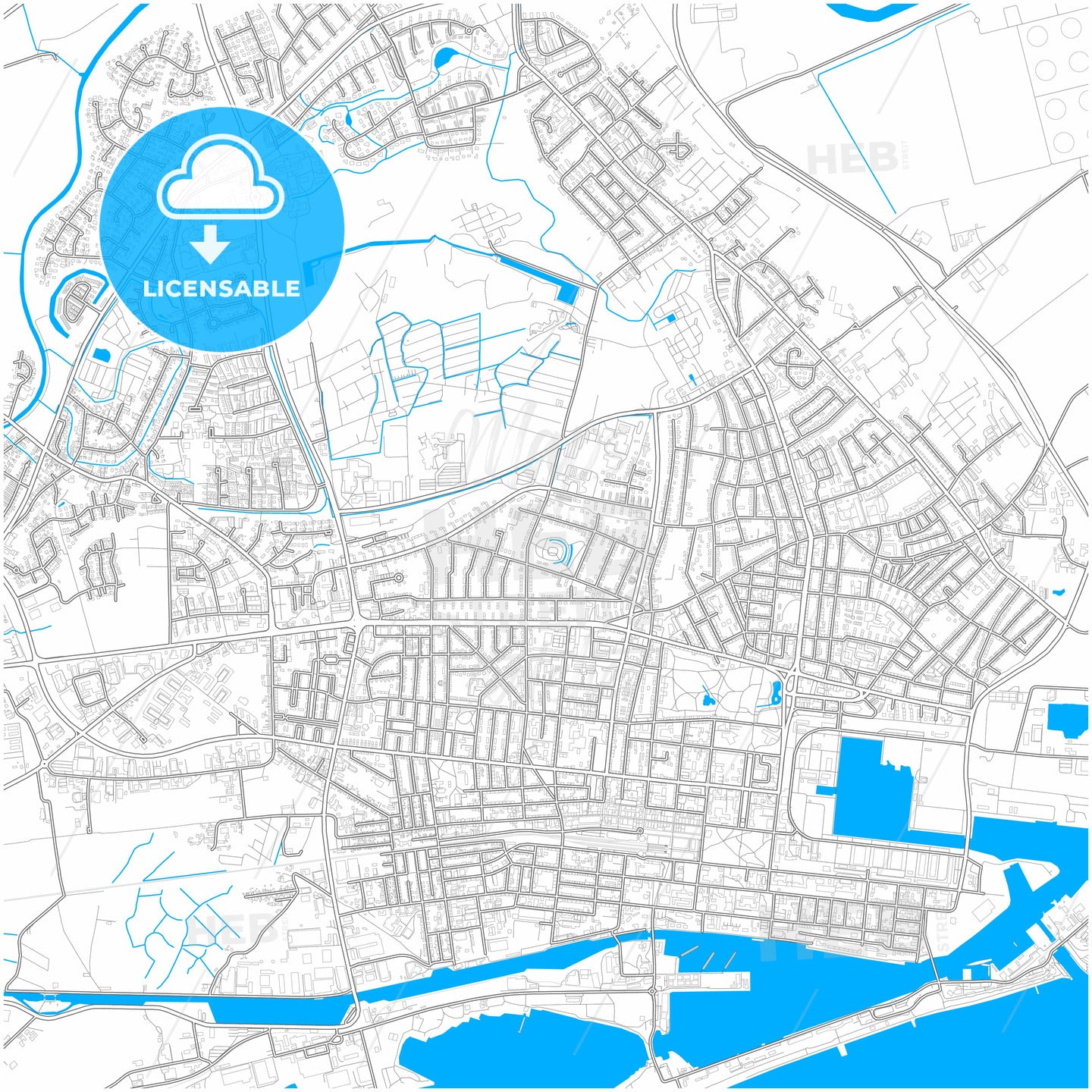 Wilhelmshaven, Lower Saxony, Germany, city map with high quality roads.