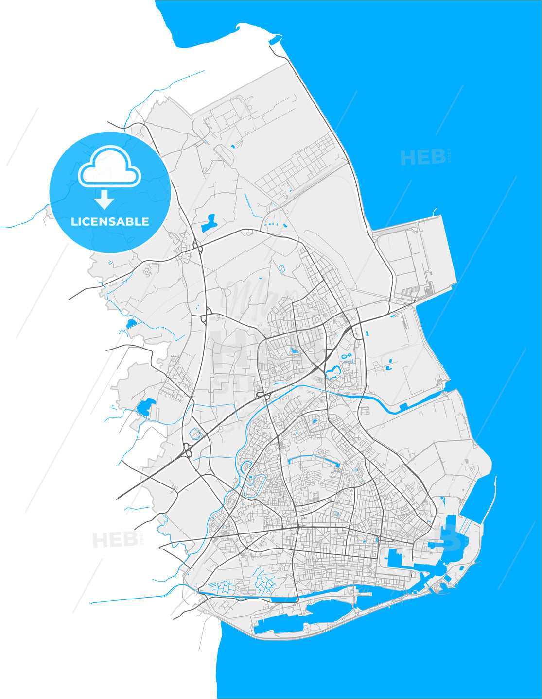 Wilhelmshaven, Lower Saxony, Germany, high quality vector map