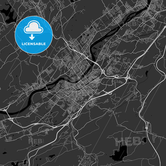 Wilkes-Barre, Pennsylvania - Area Map - Dark