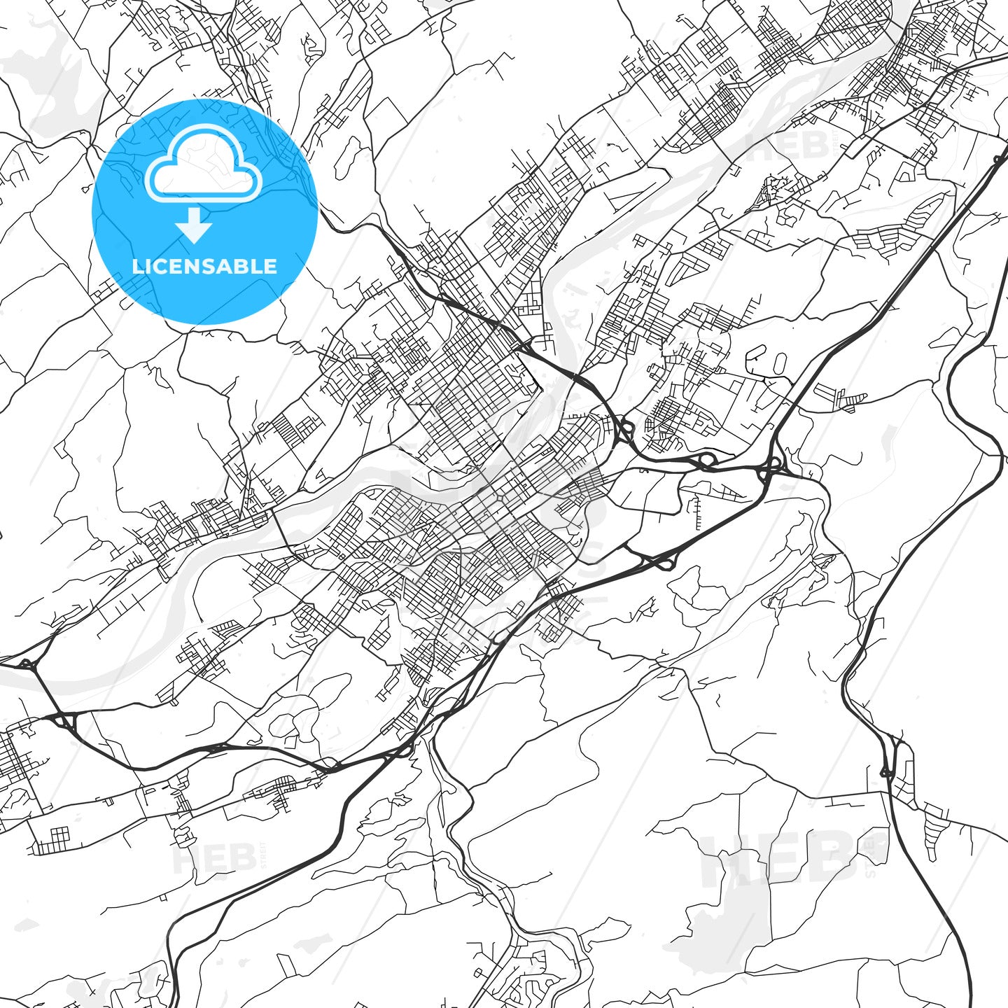 Wilkes-Barre, Pennsylvania - Area Map - Light