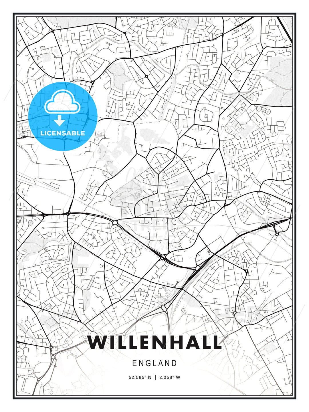 Willenhall, England, Modern Print Template in Various Formats - HEBSTREITS Sketches