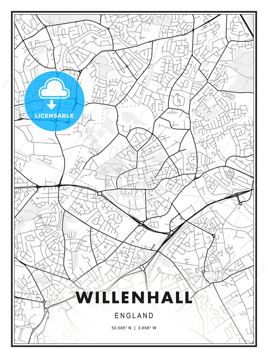Willenhall, England, Modern Print Template in Various Formats - HEBSTREITS Sketches