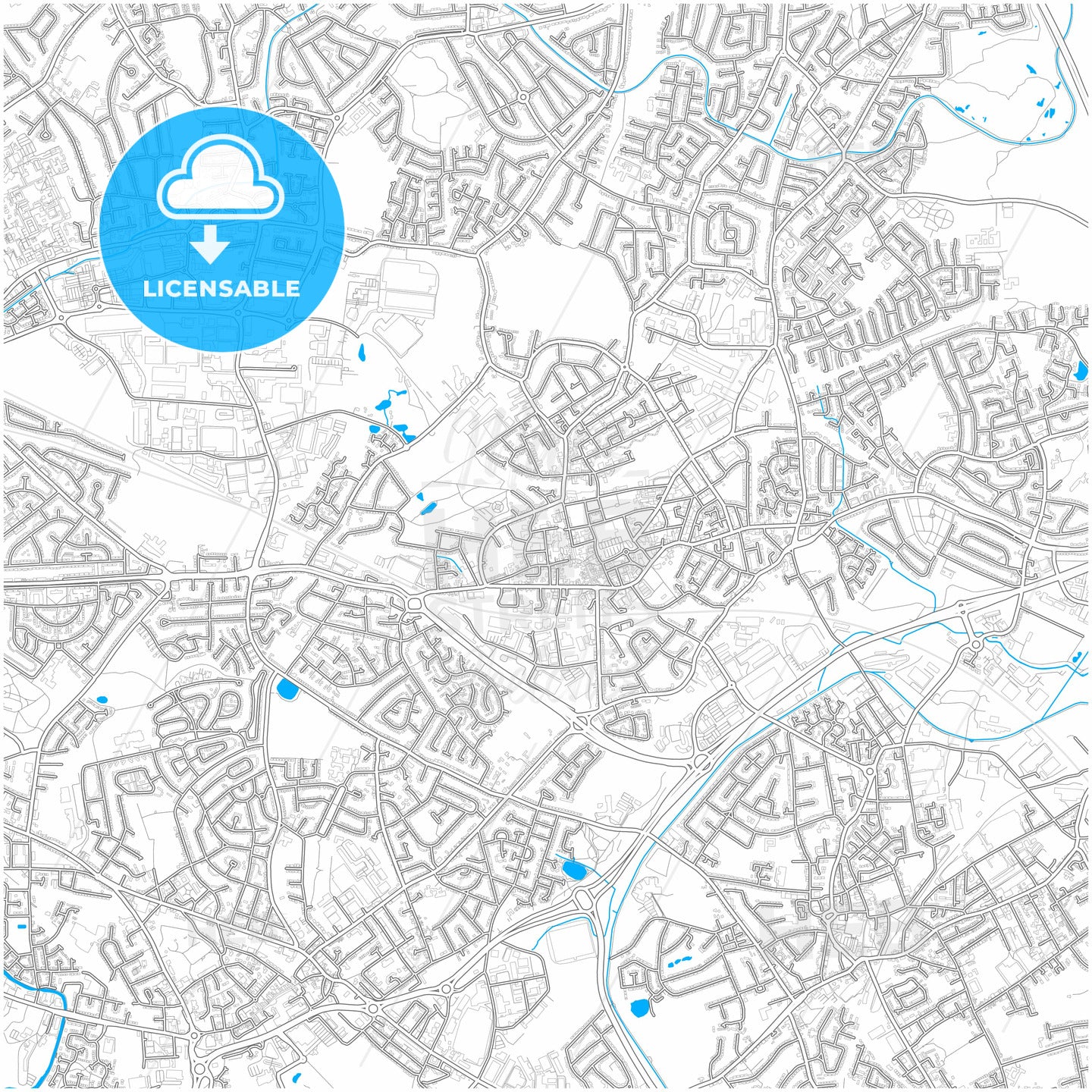 Willenhall, West Midlands, England, city map with high quality roads.