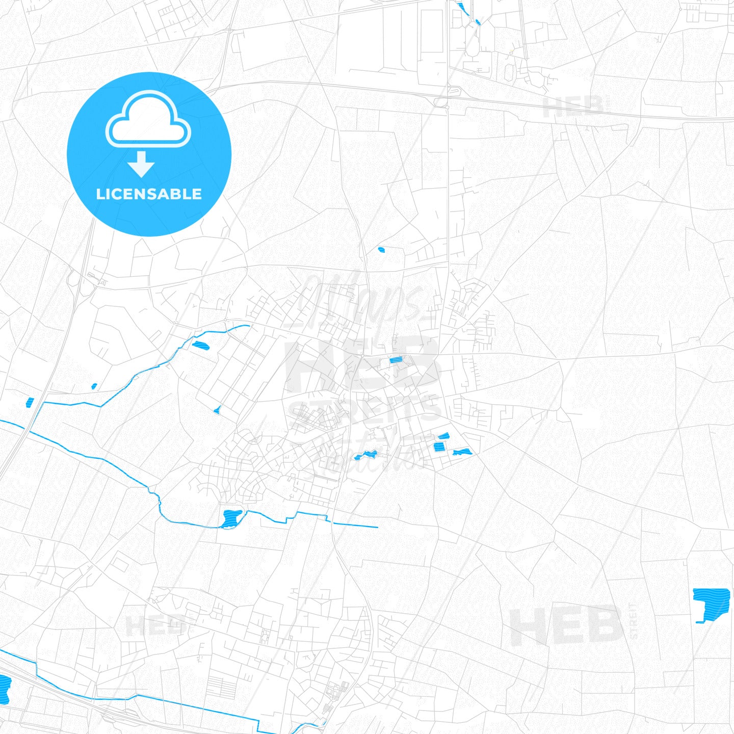 Willich, Germany PDF vector map with water in focus