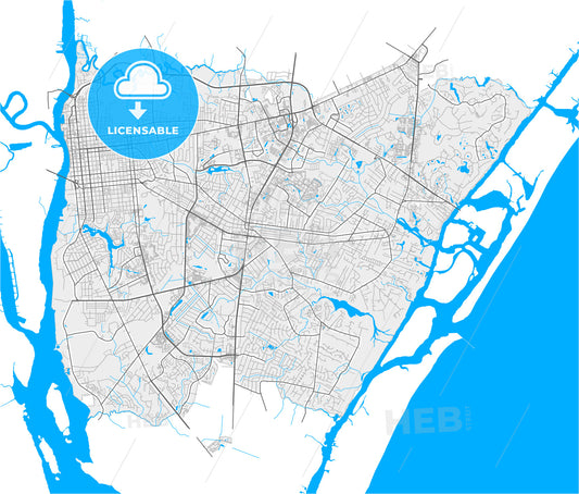 Wilmington, North Carolina, United States, high quality vector map